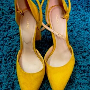 Yellow Aldo block heel